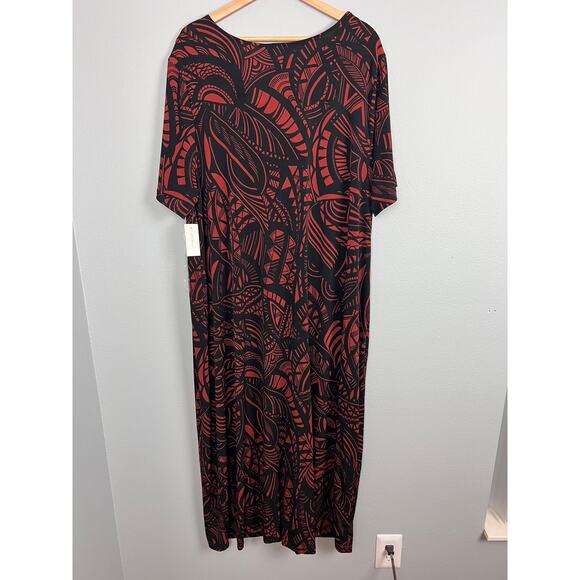 NWT Catherines Women's‎ 2X Maxi Dress Stretch Tribal Art Print Bohemian Vacation - Picture 3 of 12
